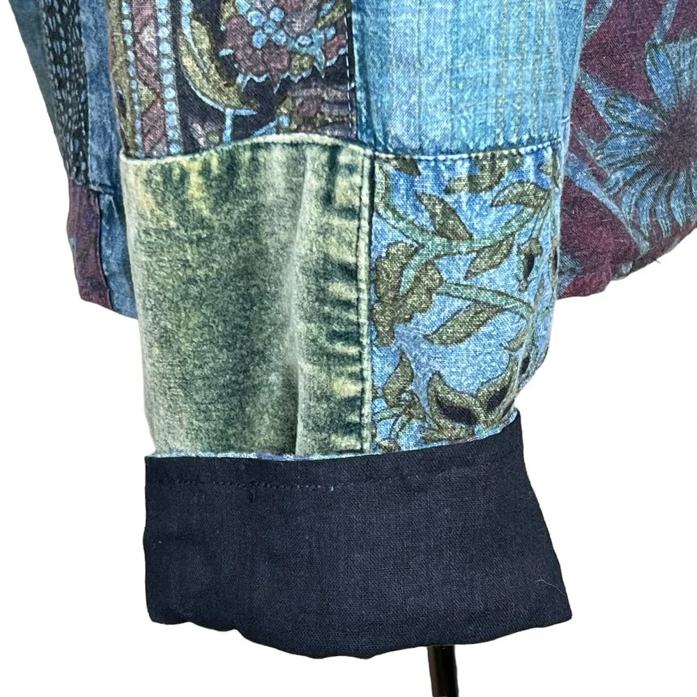 Sacred Threads Women’s Boho Art-to-Wear Patchwork Cotton Jacket Size Small